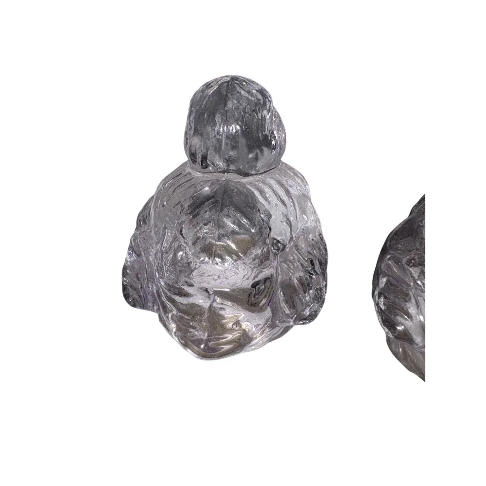 Vintage Clear Glass Chick Salt and Pepper‎ Shakers Set Rare Bird Figurines